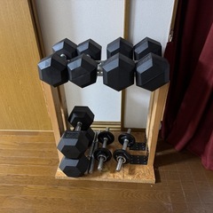 自作ダンベル、プレートラックの画像