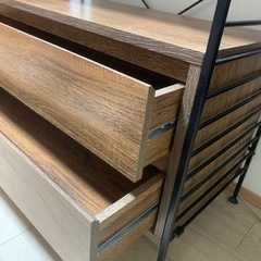 引き出し付きシェルフ　ブラウン
の画像