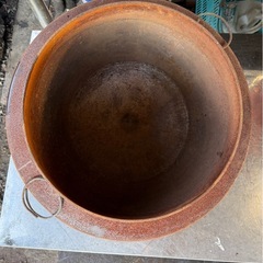 No1  昭和レトロ 羽釜 古民家 古道具 釜 鉄釜 炊き出し かまど アウトドア 調理器具 鍋 蓋無し　アンティーク　時代物の画像