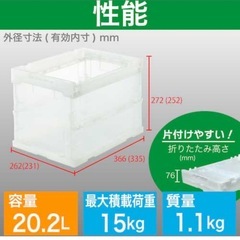 TRUSCO オリコン α折りたたみコンテナ スケルコン 20L 透明 TR-S20の画像