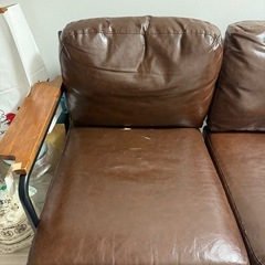 2人掛けソファ　フェイクレザーの画像