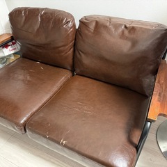 2人掛けソファ　フェイクレザーの画像