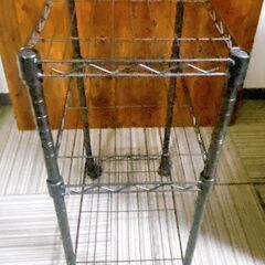 Ｍ648　スチールラック 3段 ブラック シェルフ キャスター付の画像