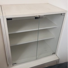 白　収納棚戸棚+引き出し3点セットの画像