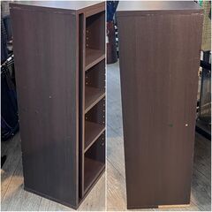 スライド式本棚 棚板可動式 横幅89cm 奥行29cm 高さ89cm ダークブラウン 木製 ★買取帝国 志木店の画像