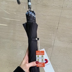 全天候対応 ミャクミャクUVカット長傘 リバティ柄　花柄晴雨兼用 黒　万博の画像