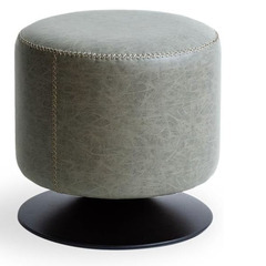 グレー色レザーチェア|エア・リゾーム スツール おしゃれ レザー ラウンドチェア ラウンドスツール ヴィンテージデザインスツール Harold(ハロルド) グレーの画像