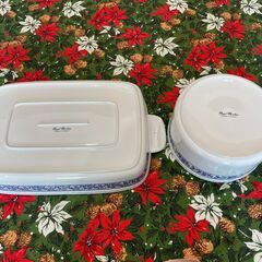 ブルー柄に白地　大皿　2枚　セット　の画像