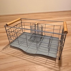 3coinsウッドハンドル水切りバスケットの画像