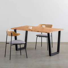 kanademono|THE TABLE / 無垢 杉 × Black Steelダイニングテーブル  w 1800 D 800 机のキャップ付きの画像