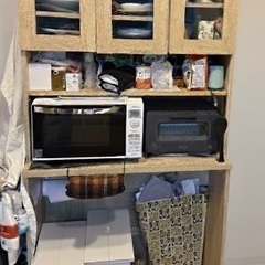 LOWYA（ロウヤ）ゴミ箱収納場所付き食器棚 幅90cmの画像