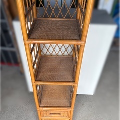 ☆昭和レトロ　ラタン(籐)の家具　収納ラック 幅37cmの画像