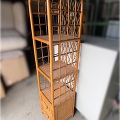 ☆昭和レトロ　ラタン(籐)の家具　収納ラック 幅37cmの画像