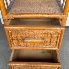 ☆昭和レトロ　ラタン(籐)の家具　収納ラック 幅37cmの画像