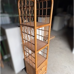 ☆昭和レトロ　ラタン(籐)の家具　収納ラック 幅37cmの画像