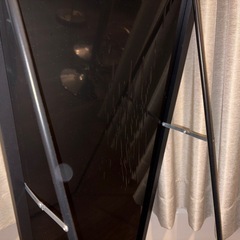 全身鏡 姿見鏡 2Way 壁掛け鏡 スタンドミラー 丸角 飛散防止 軽量 コンパクト設計 おしゃれ 大型鏡 幅35cmⅹ高さ150cm ブラックの画像