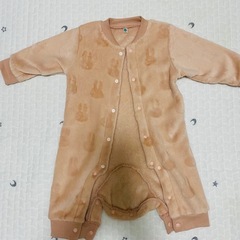 極美品 ウサギ模様 フリースロンパース 80cmの画像