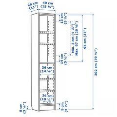 IKEA/イケア BILLY/ビリー：本棚40x28x202 cm ブラック オーク調の画像