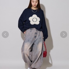 PUBLUX パブリュクス ローライズ 切替 ルーズ タックワイドデニムの画像