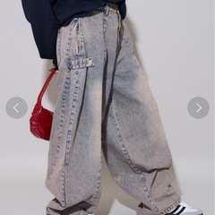 PUBLUX パブリュクス ローライズ 切替 ルーズ タックワイドデニムの画像