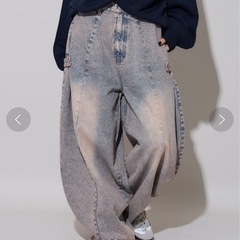 PUBLUX パブリュクス ローライズ 切替 ルーズ タックワイドデニムの画像