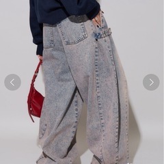 PUBLUX パブリュクス ローライズ 切替 ルーズ タックワイドデニムの画像