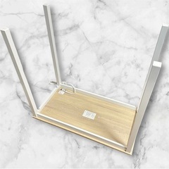 シンプルデスク 作業机 木目調 ホワイト テーブルの画像