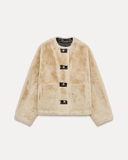 【ZARA】ファーコート 美品　XS ボタン付き