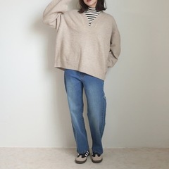 SELECT LEVERY もちもち天竺キーネックニットの画像