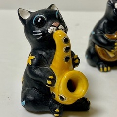 LEPS アンティーク　楽器を演奏　黒猫さんのオーナメント 陶器の画像