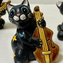 LEPS アンティーク　楽器を演奏　黒猫さんのオーナメント 陶器の画像