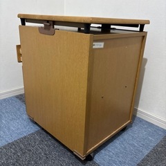 【再投稿】木製 勉強机ワゴン キャスター付き 3段引き出し ナチュラルブラウンの画像