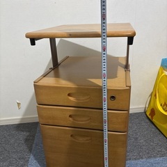 【再投稿】木製 勉強机ワゴン キャスター付き 3段引き出し ナチュラルブラウンの画像