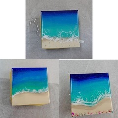 ミニパネルに海レジンアートづくりの画像