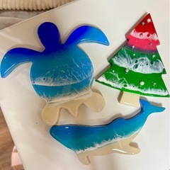 ミニパネルに海レジンアートづくりの画像