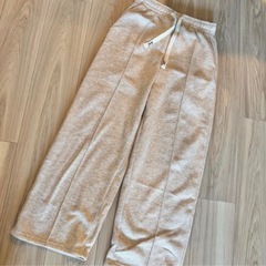 裏起毛パンツ ブラウン ホワイト2枚セットの画像