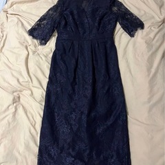 ドレスデコルテシアー付き総レース｜ラインドレス／ネイビーの画像