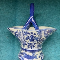 バスケット型陶器★箱付き未使用★花瓶果物入れなどにもの画像