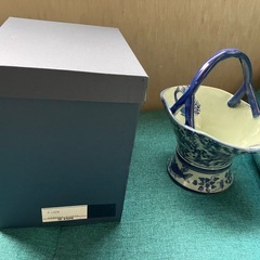 バスケット型陶器★箱付き未使用★花瓶果物入れなどにもの画像