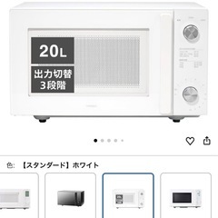 ツインバード 電子レンジ 【型番DR-LD20 】2022年製 フラットタイプの画像
