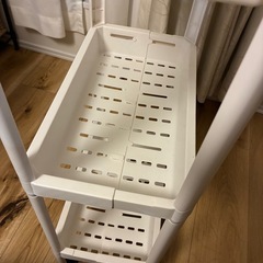 (無料)キャスター付き 3段収納ワゴン ホワイト（2個セット）の画像