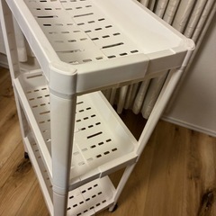 (無料)キャスター付き 3段収納ワゴン ホワイト（2個セット）の画像