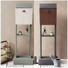 【開封未使用】スタンドポスト 郵便受け fiore ダークグレー×木目 鍵無しの画像