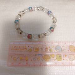 【四季の森フォレオ周辺】クラック水晶 ブレスレット 17cm ブルー系 ハンドメイド 春夏向けの画像