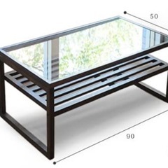 【期間限定】B-company ガラステーブル　ローテーブル　ブラウンの画像