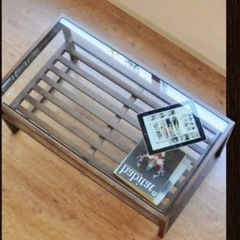 【期間限定】B-company ガラステーブル　ローテーブル　ブラウンの画像