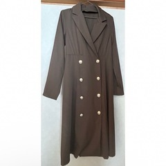 襟付き 綺麗系 ワンピース ブラウンの画像