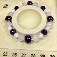 アメジスト ローズクォーツ デザイン 天然石ブレスレットの画像