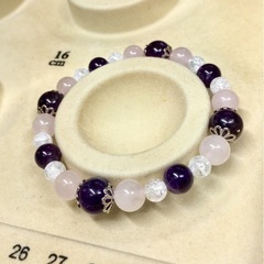 アメジスト ローズクォーツ デザイン 天然石ブレスレットの画像