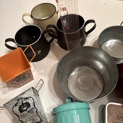 ブリキ　アンティーク風　小物入れ　バケツの画像